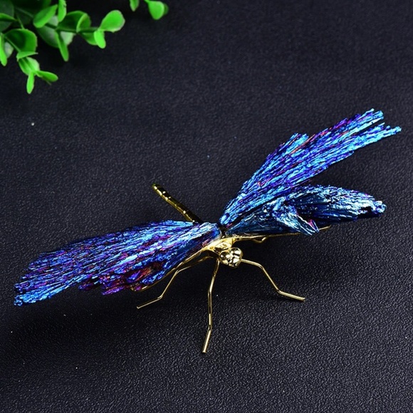🆕New Aura Blue Tourmaline Dragonfly Figurine- Silver - Picture 8 of 12